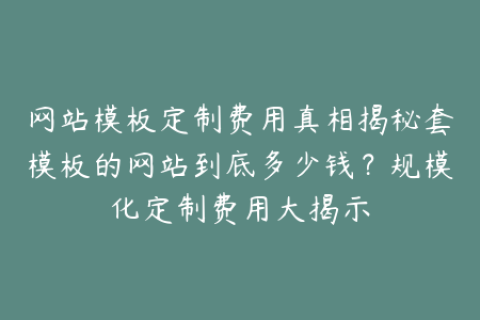 网站模板定制费用真相揭秘套模板的网站到底多少钱？规模化定制费用大揭示