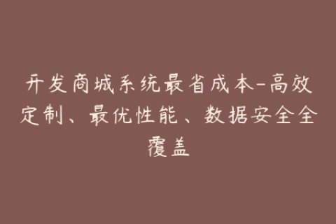 开发商城系统最省成本-高效定制、最优性能、数据安全全覆盖