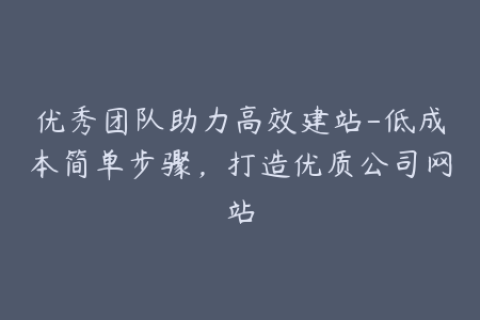 优秀团队助力高效建站-低成本简单步骤，打造优质公司网站