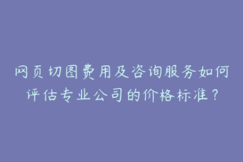 网页切图费用及咨询服务如何评估专业公司的价格标准？