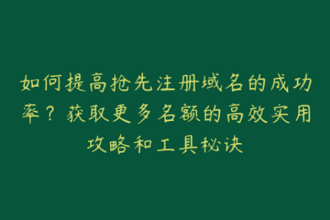 如何提高抢先注册域名的成功率？获取更多名额的高效实用攻略和工具秘诀