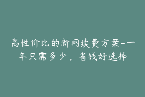高性价比的新网续费方案-一年只需多少，省钱好选择