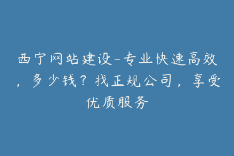 西宁网站建设-专业快速高效，多少钱？找正规公司，享受优质服务
