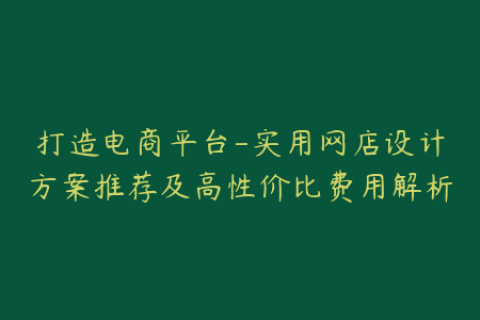 打造电商平台-实用网店设计方案推荐及高性价比费用解析
