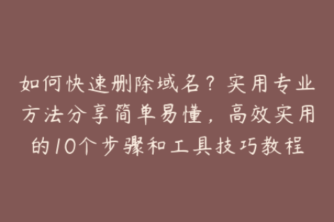 如何快速删除域名？实用专业方法分享简单易懂，高效实用的10个步骤和工具技巧教程