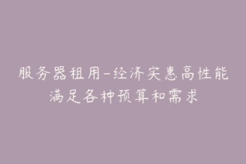 服务器租用-经济实惠高性能满足各种预算和需求