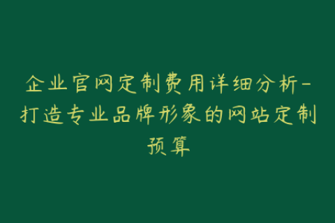 企业官网定制费用详细分析-打造专业品牌形象的网站定制预算