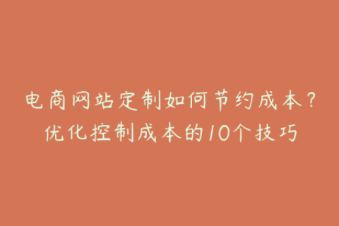 电商网站定制如何节约成本？优化控制成本的10个技巧