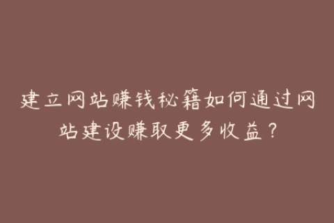 建立网站赚钱秘籍如何通过网站建设赚取更多收益？