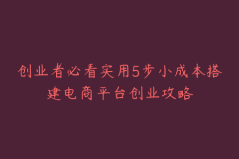 创业者必看实用5步小成本搭建电商平台创业攻略