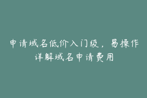 申请域名低价入门级，易操作详解域名申请费用