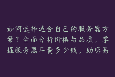 如何选择适合自己的服务器方案？全面分析价格与品质，掌握服务器年费多少钱，助您高效运营