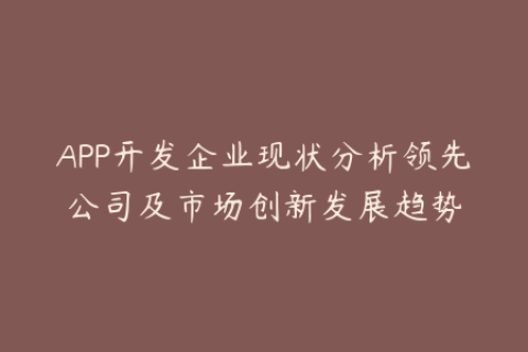 APP开发企业现状分析领先公司及市场创新发展趋势