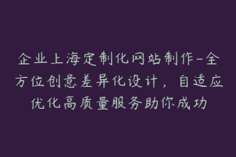 企业上海定制化网站制作-全方位创意差异化设计，自适应优化高质量服务助你成功