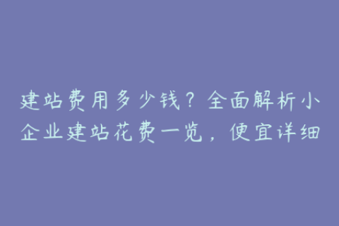 建站费用多少钱？全面解析小企业建站花费一览，便宜详细