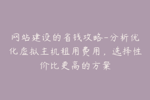 网站建设的省钱攻略-分析优化虚拟主机租用费用，选择性价比更高的方案