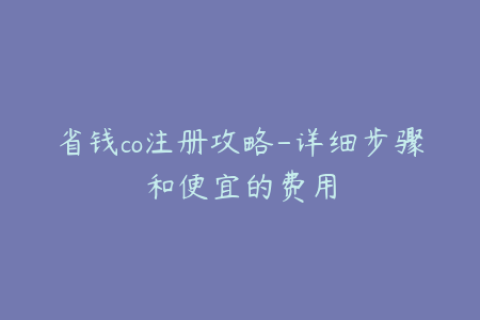 省钱co注册攻略-详细步骤和便宜的费用