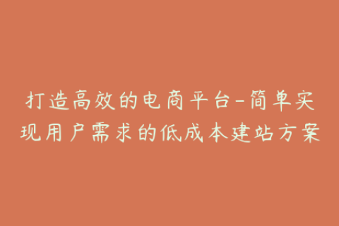 打造高效的电商平台-简单实现用户需求的低成本建站方案