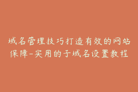 域名管理技巧打造有效的网站保障-实用的子域名设置教程