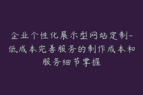 企业个性化展示型网站定制-低成本完善服务的制作成本和服务细节掌握