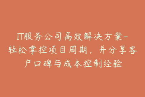 IT服务公司高效解决方案-轻松掌控项目周期，并分享客户口碑与成本控制经验