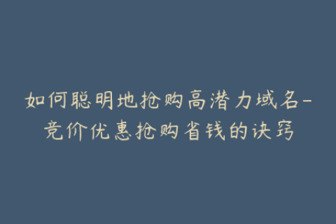 如何聪明地抢购高潜力域名-竞价优惠抢购省钱的诀窍