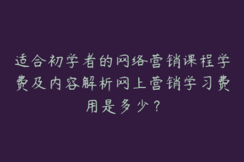适合初学者的网络营销课程学费及内容解析网上营销学习费用是多少？
