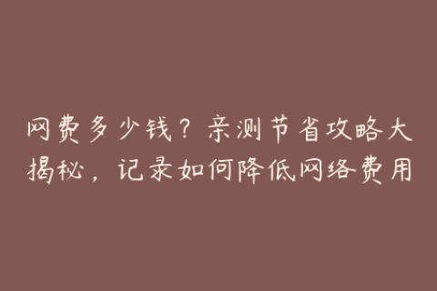 网费多少钱？亲测节省攻略大揭秘，记录如何降低网络费用