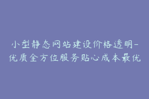 小型静态网站建设价格透明-优质全方位服务贴心成本最优