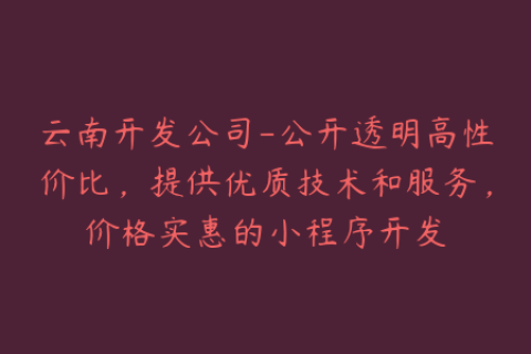 云南开发公司-公开透明高性价比，提供优质技术和服务，价格实惠的小程序开发