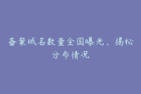 备案域名数量全国曝光，揭秘分布情况