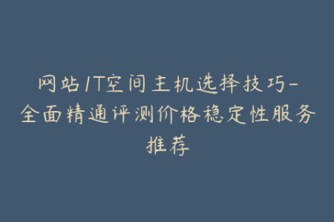 网站1T空间主机选择技巧-全面精通评测价格稳定性服务推荐