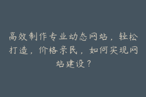 高效制作专业动态网站，轻松打造，价格亲民，如何实现网站建设？