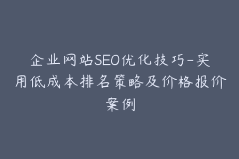 企业网站SEO优化技巧-实用低成本排名策略及价格报价案例