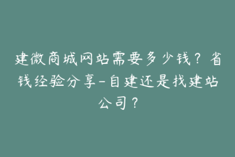 建微商城网站需要多少钱？省钱经验分享-自建还是找建站公司？