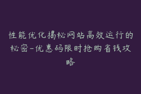 性能优化揭秘网站高效运行的秘密-优惠码限时抢购省钱攻略