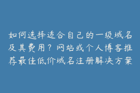 如何选择适合自己的一级域名及其费用？网站或个人博客推荐最佳低价域名注册解决方案