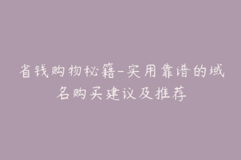 省钱购物秘籍-实用靠谱的域名购买建议及推荐