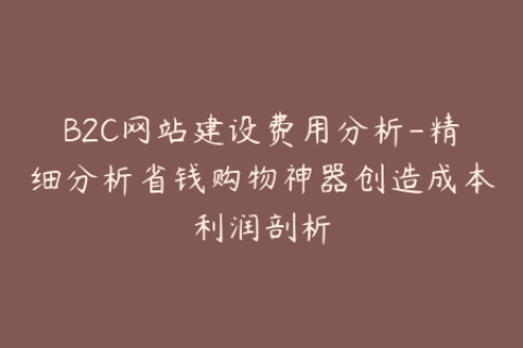B2C网站建设费用分析-精细分析省钱购物神器创造成本利润剖析