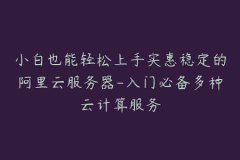 小白也能轻松上手实惠稳定的阿里云服务器-入门必备多种云计算服务