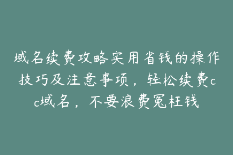 域名续费攻略实用省钱的操作技巧及注意事项，轻松续费cc域名，不要浪费冤枉钱