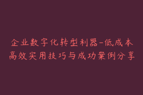 企业数字化转型利器-低成本高效实用技巧与成功案例分享