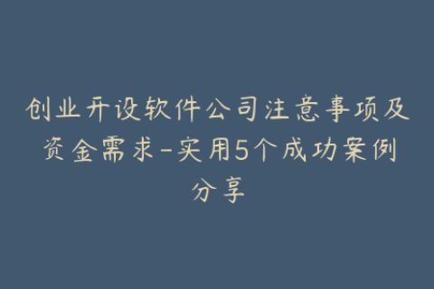 创业开设软件公司注意事项及资金需求-实用5个成功案例分享