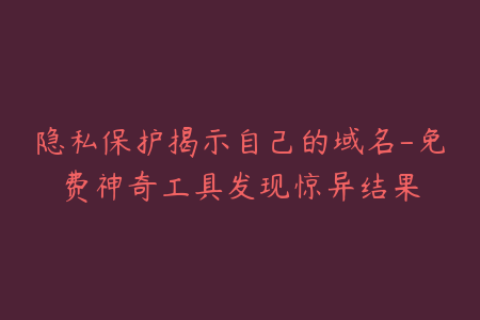 隐私保护揭示自己的域名-免费神奇工具发现惊异结果