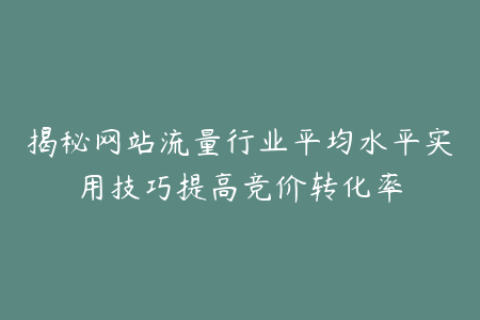 揭秘网站流量行业平均水平实用技巧提高竞价转化率