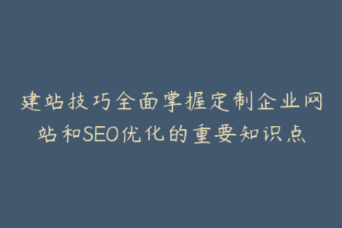 建站技巧全面掌握定制企业网站和SEO优化的重要知识点