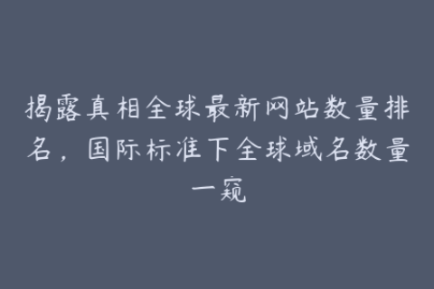 揭露真相全球最新网站数量排名，国际标准下全球域名数量一窥