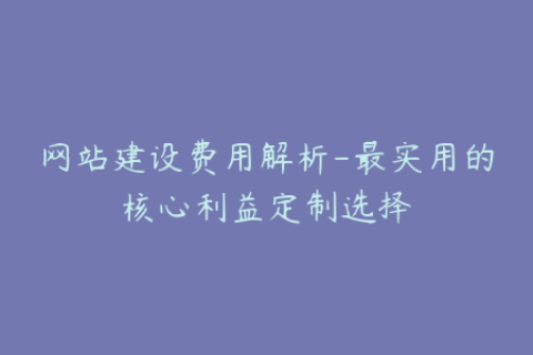 网站建设费用解析-最实用的核心利益定制选择