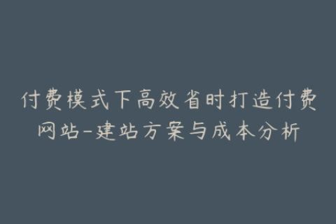 付费模式下高效省时打造付费网站-建站方案与成本分析