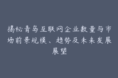 揭秘青岛互联网企业数量与市场前景规模、趋势及未来发展展望